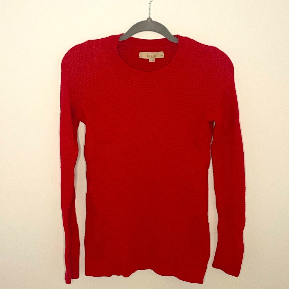 100% cotton red sweater from LOFT women size petite small